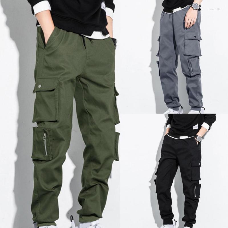 

Men's Pants Men Casual Solid Color Multi Pockets Drawstring Elastic Waist Autumn Trousers For School Male Men's ClothingMen's Naom22, Green