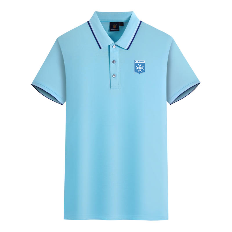 

AJ Auxerre men and women Fans Tops&Tees mercerized cotton short sleeve lapel breathable sports Polos LOGO can be customized, No 7