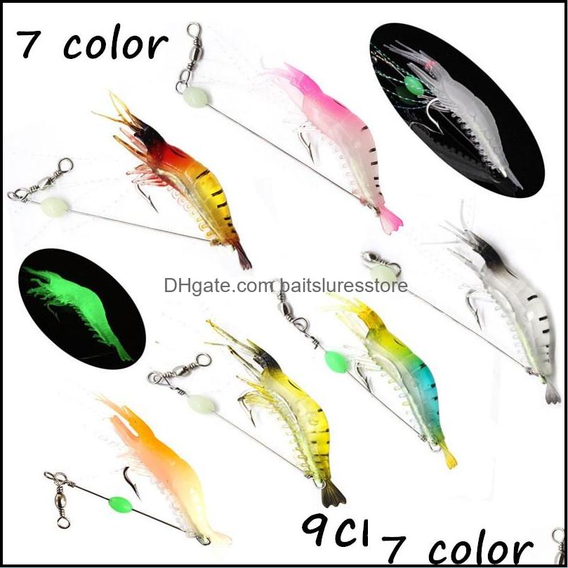 

Baits Lures Fishing Sports Outdoors 7 Colors Mixed Luminous Shrimp Pvc Soft 9Cm 5.5G Pesca Single Hooks Bl5 Drop Delivery 2021 Kys25