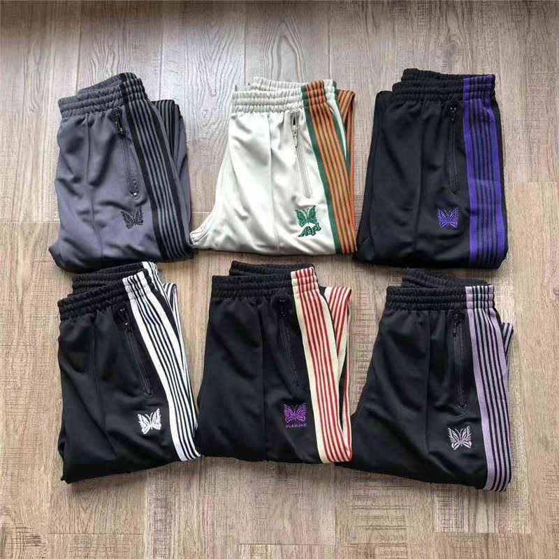 

Best Quality 2022ss Needles Fashion Pants Men Embroidered Butterfly Needles Track Women Vintage Pants Straight AWGE Trousers T220803