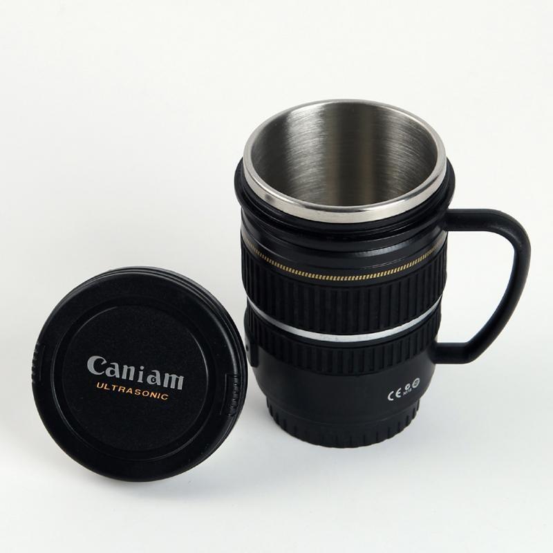 

Mugs Creative 220ml Stainless Steel Liner Camera Lens Coffee Tea Cup With Lid Novelty Gifts Thermocup Thermo Mug, White