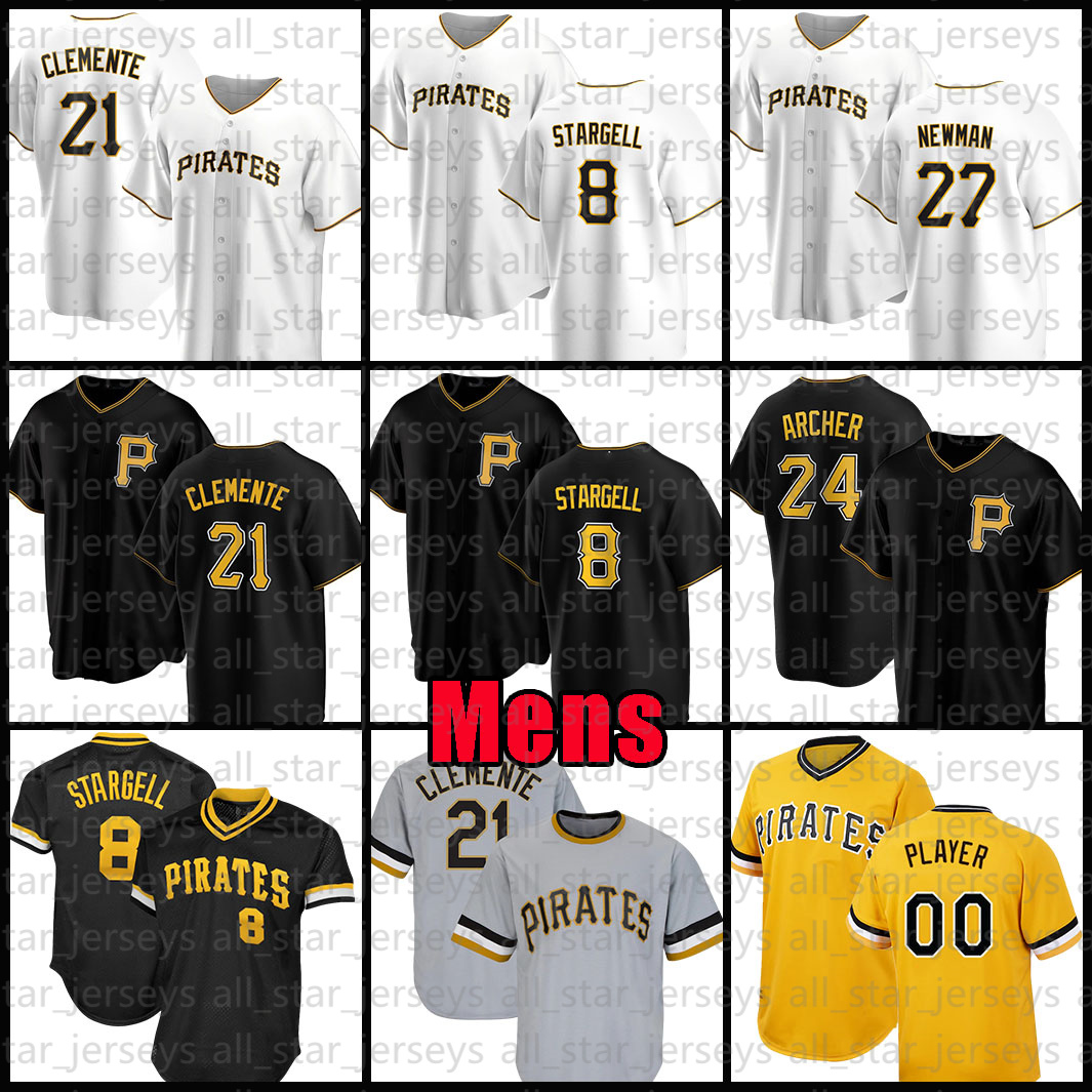 

8 Willie Stargell 21 Roberto Clemente Baseball Jersey Pittsburgh 2022 Pirates 6 Anthony Alford 3 Cole Tucker 55 Roberto Pérez Ben Gamel Michael Chavis Greg Allen Hayes, Mens(haidao)retro