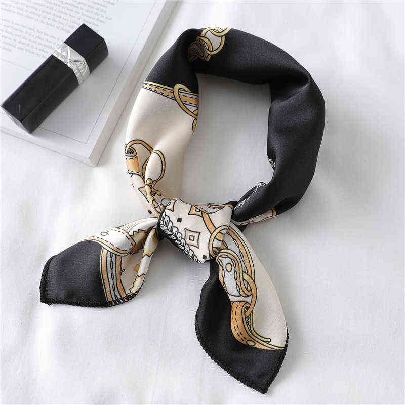 

Lady Hair Scarf Fashion Female Printing Small Silk Square Scarves Design Scarf And Wraps Bandana Women Foulard Accessories Summer Y220513