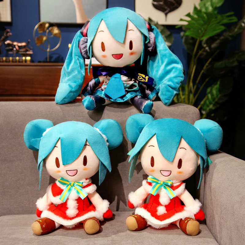 

32cm Japan Fufu Plush Toy Girl Doll Hatsune Miku Dressed Musical Stuffed Plushie Peluche Poplar Figure Status Character Anime Kids Christmas Gift, Blue