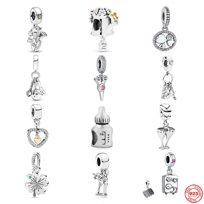 925 Sterling Silver Dangle Charm New Spoon Pot Scissor Pendant Beads Bead Fit Charms Bracelet DIY Jewelry Accessories