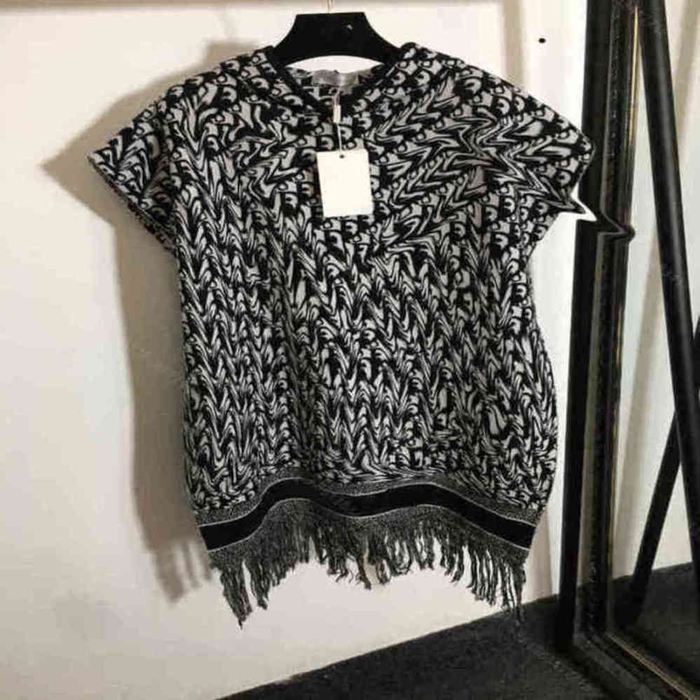 

Brand Design wool knit hoodie capes for women wool knitting cloak casual midi dresses coats loose cardigan wholesale designer clothes womens