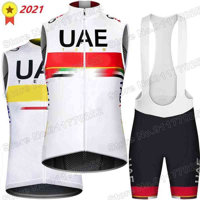 2021 UAE Team Cycling Jersey Sleeveless Sets Men Cycling Vest Summer Cycling Clothing Road Race Bike Shirts Suit Pant MTB Maillot