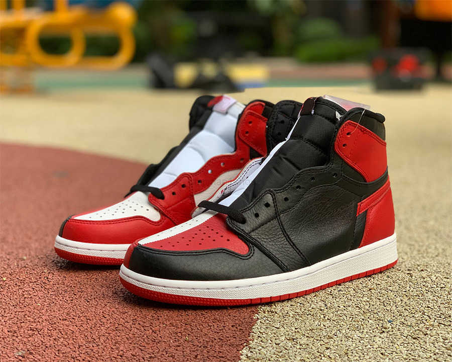 

Jumpman 1 high OG shoes 1s Homage To Home men women Black Red Sneakers trainers With Box, #1