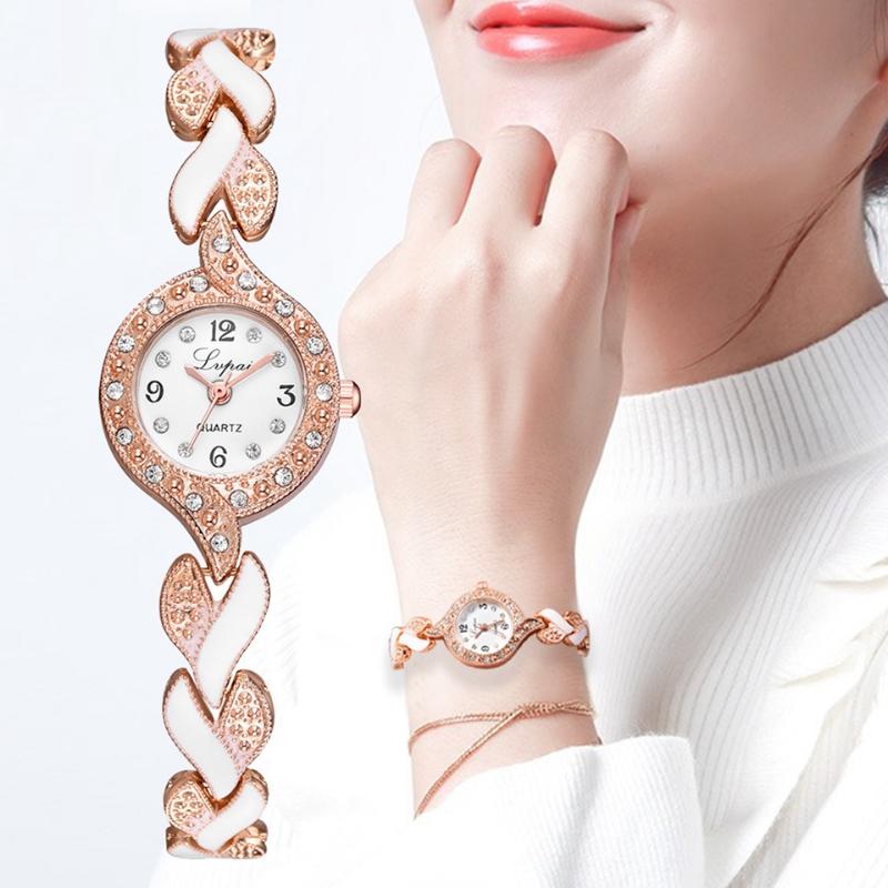 

Wristwatches Bracelet Watches Women Luxury Crystal Dress Clock Women's Fashion Casual Quartz Watch Reloj MujerWristwatches, Rose gold pink