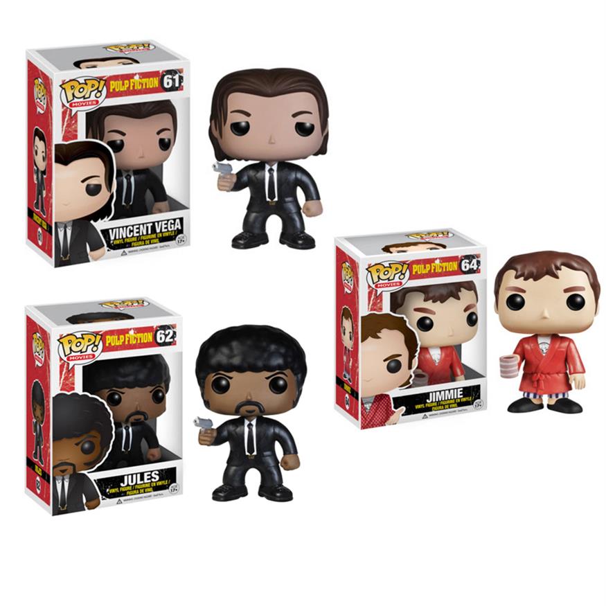 

NEW Figures Funko POP Pulp Fiction Jules Vincent Vega Jimmie Vinyl Action Figures brinquedos Collection Model Toys Christmas gif2441, E-mia