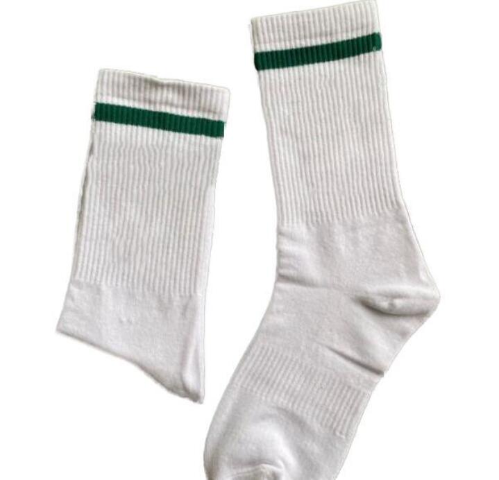

Socks stockings sports athletic men's combed cotton fashion casual knee medium high tube stripe pattern sock, Green