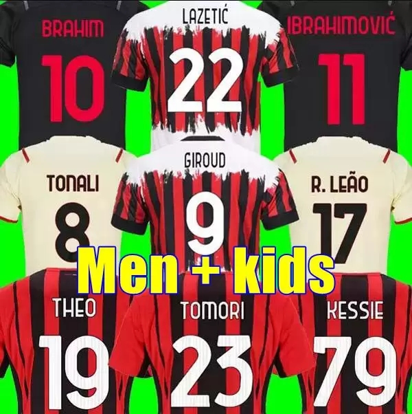 

21 22 AC GIROUD soccer jersey IBRAHIMOVIC KESSIE football shirt 2021 2022 TONALI REBIC Camiseta de futbol KJÆR THEO BRAHIM R.LEÃO LAZETIC Fourth 4th Ac Milans, Black