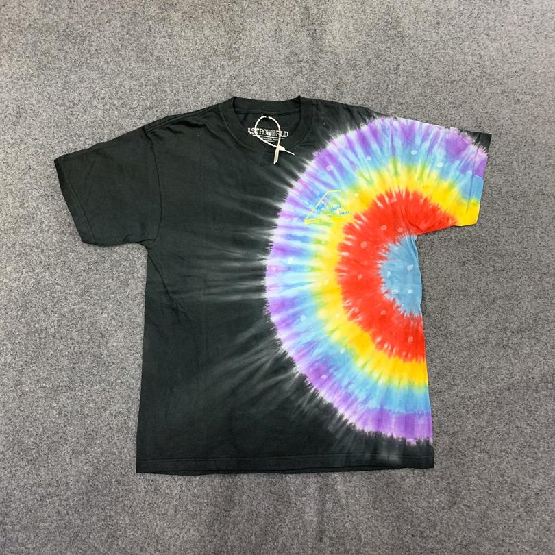 

22SS Color Patchwork Tie-dye Print T Shirt Men Women EU Size 100% Cotton Top Tee Fashion Summer, Black