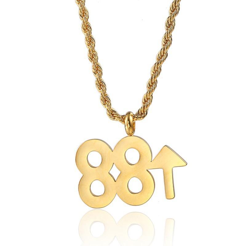 

Pendant Necklaces RIR Hip Hop Rich Brian 88 Rising Gold Stainless Steel Link Chain Double 8 Digital Necklace For Women Men Jewelry