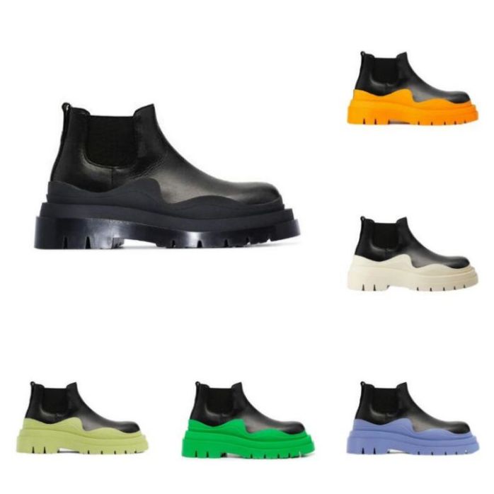 Noir complet blac seme homme bottega bottes mode luxe pneu de luxe en cuir maigre chelsea femmes chaussures de plate-forme de hommes