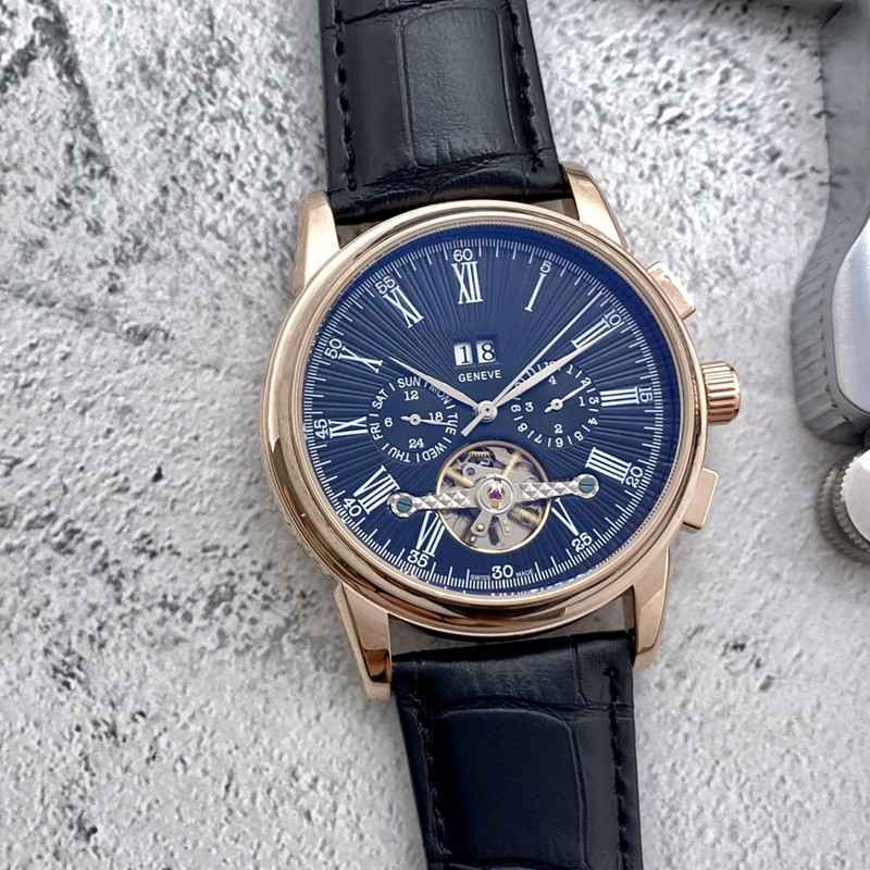 

2022 New luxury mens watches tourbillon Five stitches automatic Mechanical watch designer high quality European Top brand leather strap Fashion Gift style two
