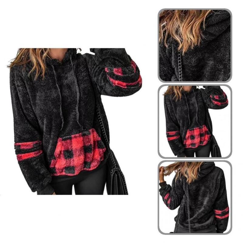 

Women' Hoodies & Sweatshirts Charming Drawstring Fluffy Hoodie Jumper Top All-Match Cold ResistantWomen, Black