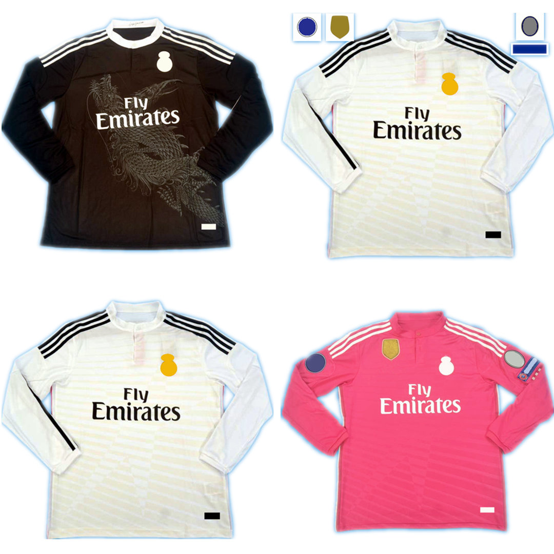 

14 15 player long Soccer Jerseys Retro maillot classic vintage camisetas football shirts Uniforms UCL men home away pepe ramos Marcelo ronaldo benzema REAL MADRIDs, 14-15 home player ver
