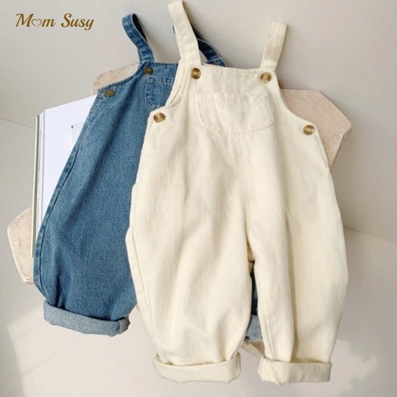 

Baby Cotton Overalls Pants Pocket Infant Toddler Denim Jumpsuit Bebe Girl Boy Jeans Trousers Child Dungaree Clothes 16Y 220614, White