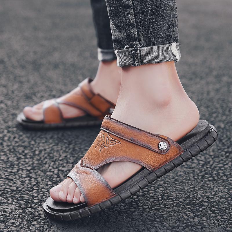 

Sandals Men 39 S Mens Roman Large Sandale Homme Sandalias De Hombre Sandalia Masculina Praia Slip On Summer Leather, Black