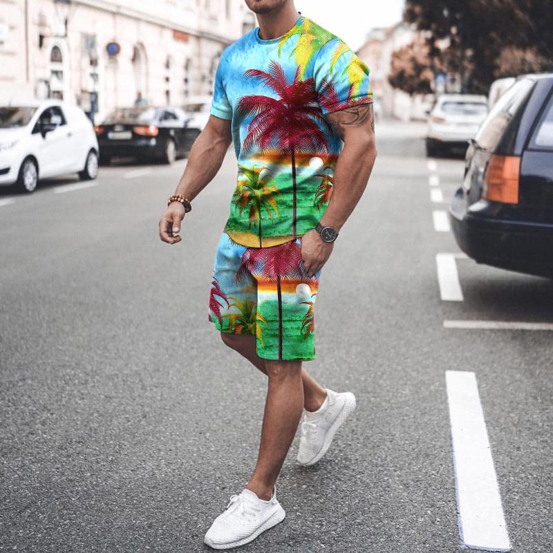 

Men' Tracksuits Colorful Mens Dress Suits Men Summer Outfit Beach Short Sleeve Printed Shirt Suit Pants 2 Slim Fit Tuxedo SuitsMen, Green