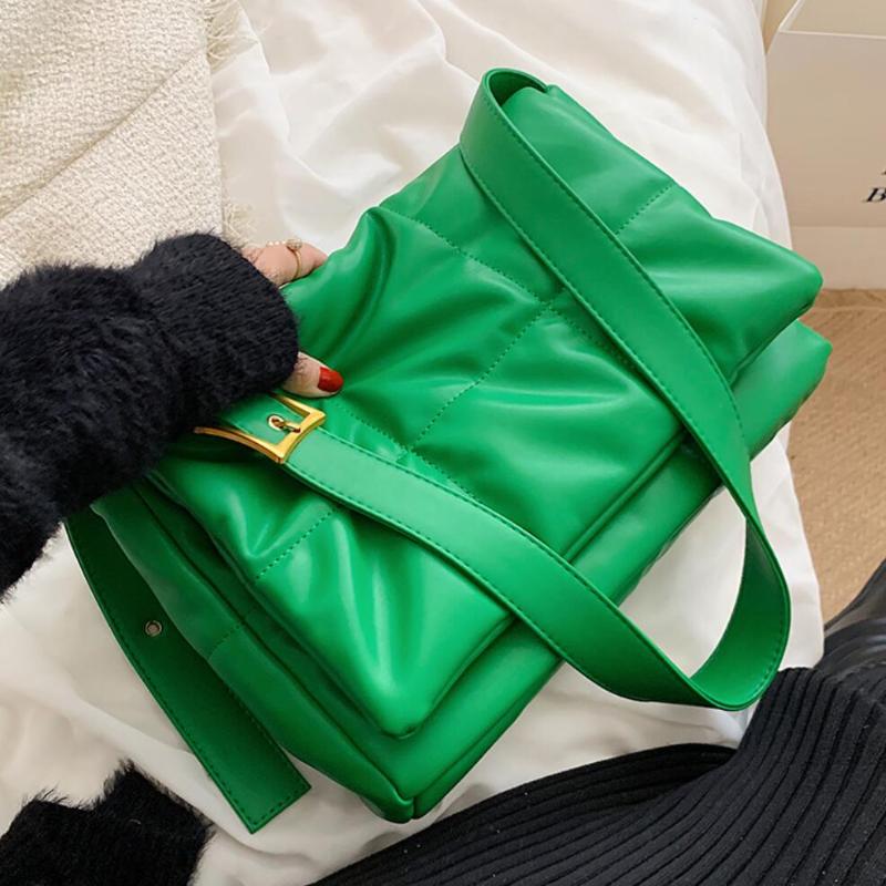 

Evening Bags Lattice Large Armpit Bag 2022 Winter Soft PU Leather Women's Designer Handbag Shoulder Messenger Purses, Green