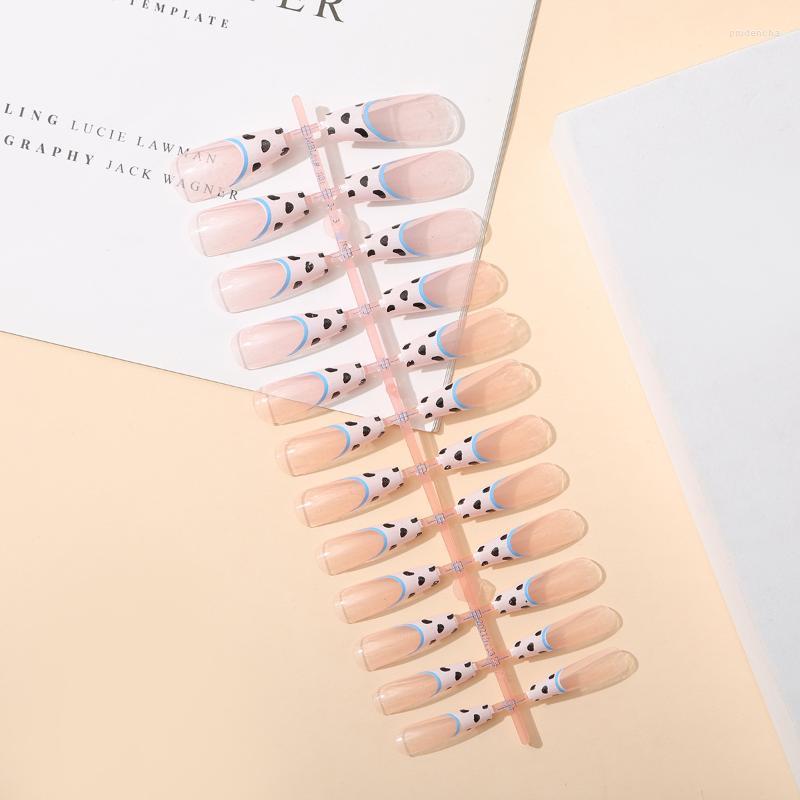 

False Nails 24 Tips For Fingernails Acrylic Fake Art Artificial Leopard Design Women Nail Supplies Extension Prud22