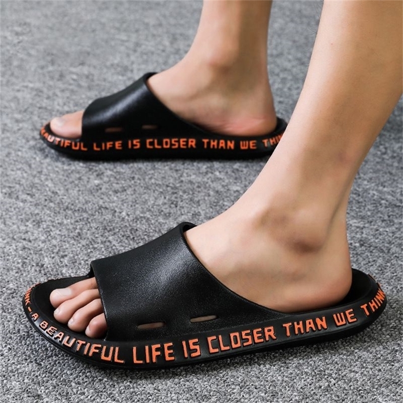 

Men Women Summer Slippers Beach Slide Sandals Words Flip Flops Non-Slip Soft Sole Lovers Couple Casual Shoes Zapatillas Mujer 220429, White