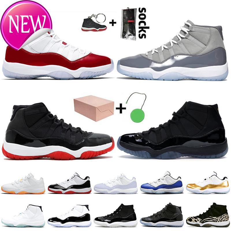 

With Socks 2022 Cherry 11s Jumpman 11 Basketball Shoes Cool Grey Women Mens Trainers Bred Gamma Blue Pure Violet Jubilee 25th Anniversary S, #1 cherry 40-47