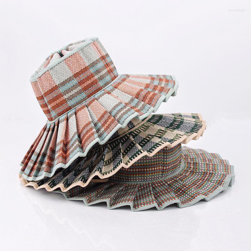 

Wide Brim Hats King Wheat Summer Foldable Pleated Women Sun Casual 2022 Top Sunscreen Straw Hat Outdoor Beach Shade Straps Adult Lady CapWid, Black