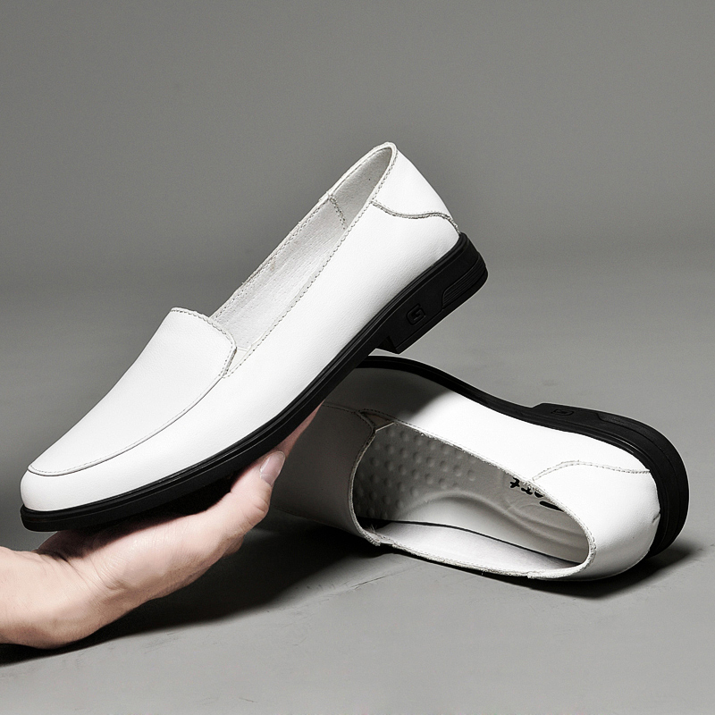 

Men Shoes Fashion Flats Casual Genuine Leather Slip-on Stylish for Male Comfortable Light Loafers Shoes Hip Hop Evening Dresses, Black