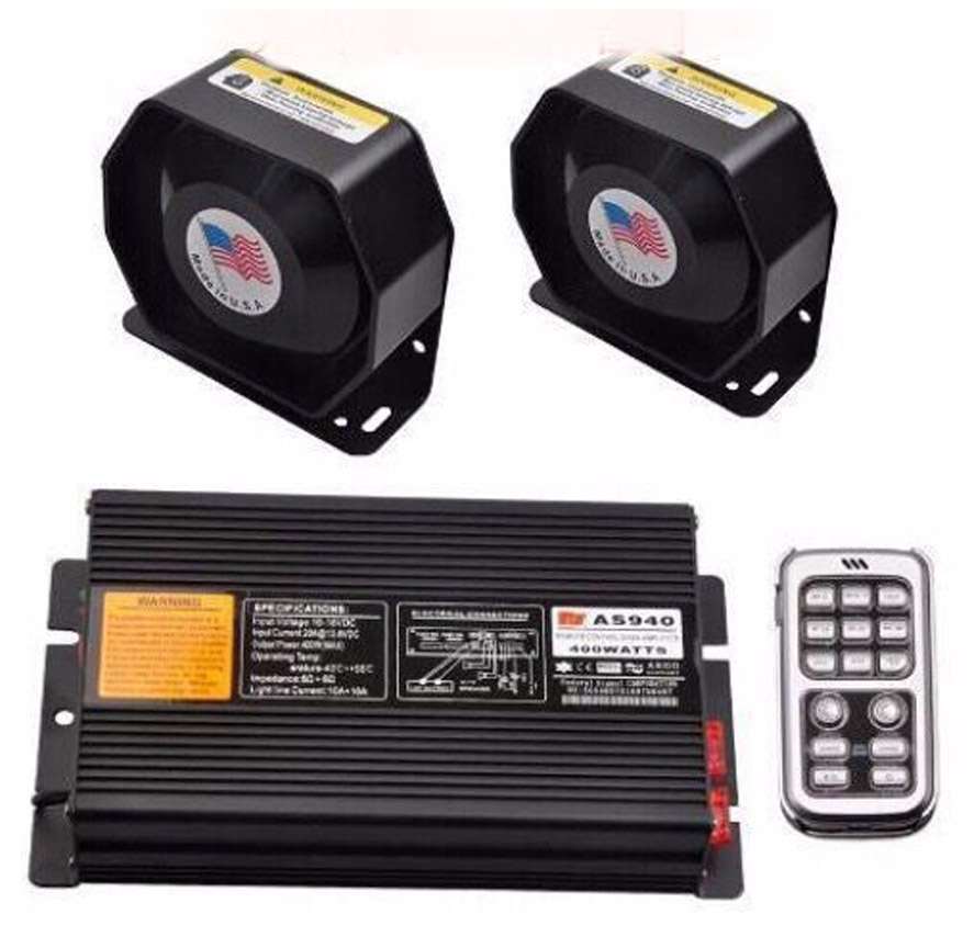 18-Sound Loud Car Warning Alarm Police Fire Siren Air Bugle PA Speaker 12V Air Horn Megaphone 135 DB for Vehicle-image-760807881