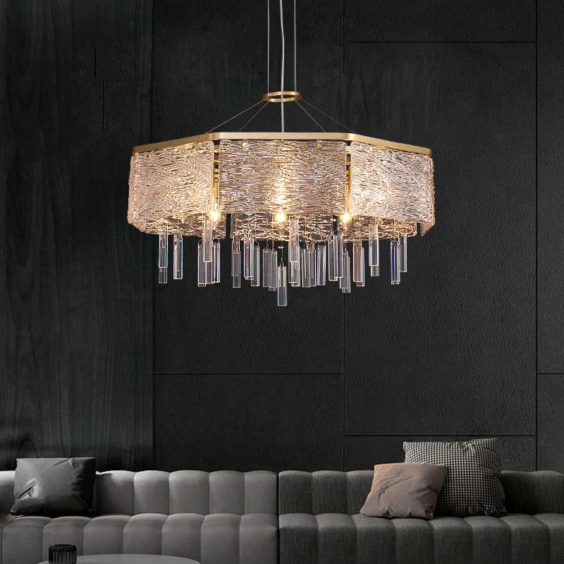 

Pendant Lamps All Copper Italian Postmodern Crystal Chandelier Light Luxury Master Bedroom Living Room Dining Art Designer Personality