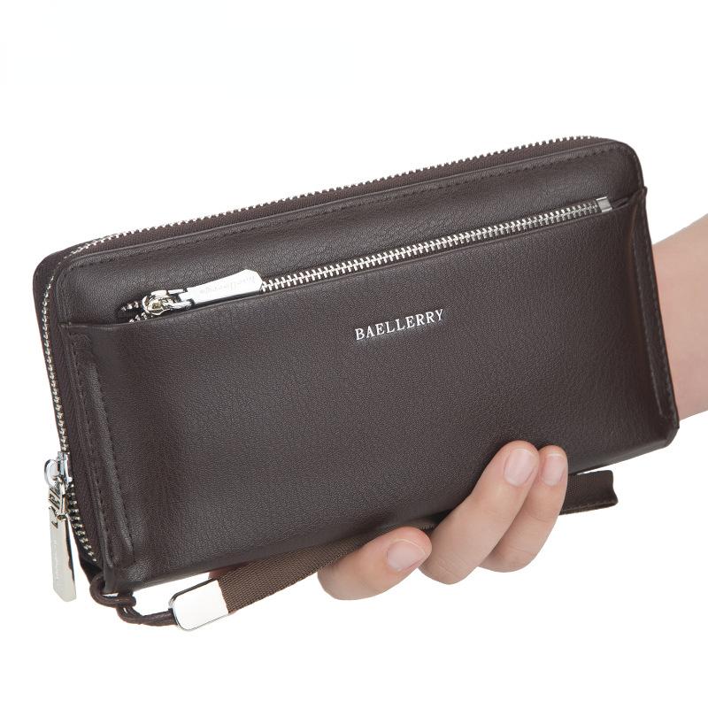 

Wallets Men's Long Wallet Zipper Clutch Large Capacity Holder High Quality Multifunctional WristbandWallets, Black