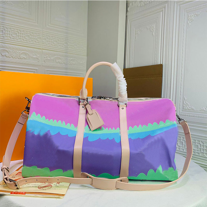 

Unisex Barrel-shaped Travel Bags Handbags Rainbow Tote Cloud Shoulder Bag Crossbody Duffel bag Waterproof Fashion Letter Print Adjustable Strap Large Capacity