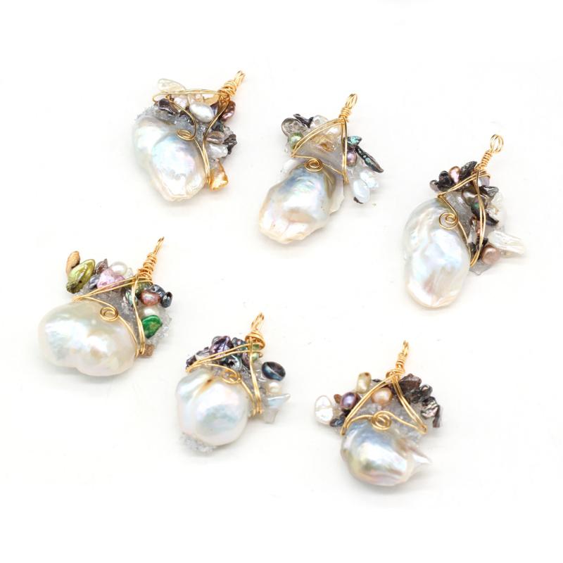 

Pendant Necklaces Natural Shell Pearl Irregular Wound Bead Making DIY Fashion Charm Necklace Bracelet Jewelry Accessories 35x45 Mm