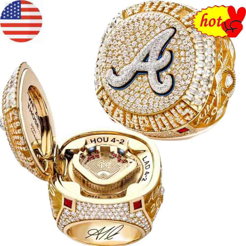 

6 Player Name SOLER FREEMAN ALBIES 2021 2022 World Series Baseball Braves Team Championship Ring with Wooden Display Box Souvenir Men