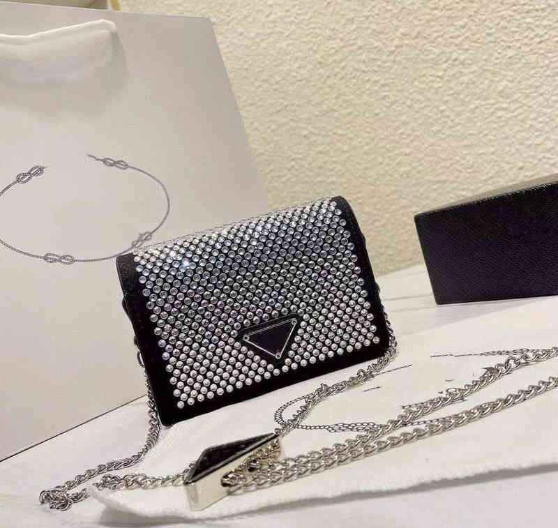 

Fashion Designer Brand Women's Classic Shiny Bag Diamond Multi-color Leather Flip Mini Shoulder Bag Luxury Shoulder Bag G220705, Black7