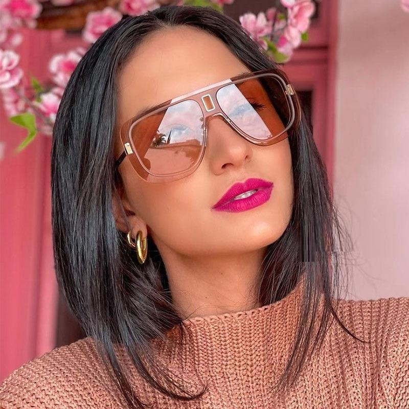 

Sunglasses Elegant Woman Oversized Rectangle One Piece Shades Female Men Square Rimless Sun Glasses Oculos Zonnebril UV400Sunglasses