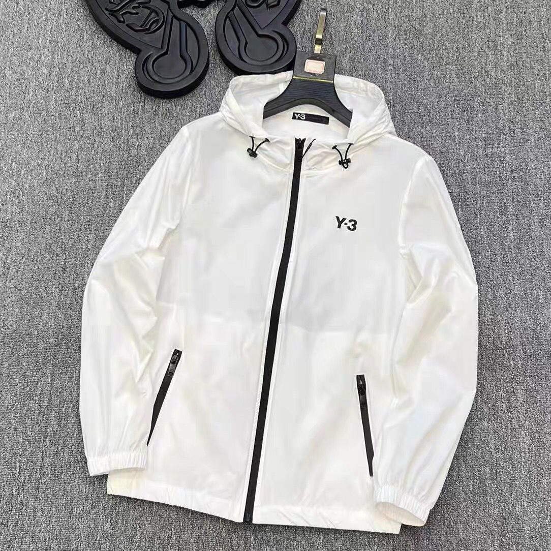 

mens and women hoodies y3 simple printed hooded jacket casual loose sun protection clothing, White
