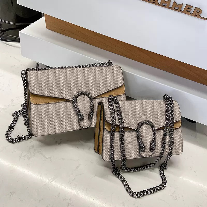 

Retro shoulder bag Crossbody fashion all-match chain small square bags Designer pattern bag, Yellow