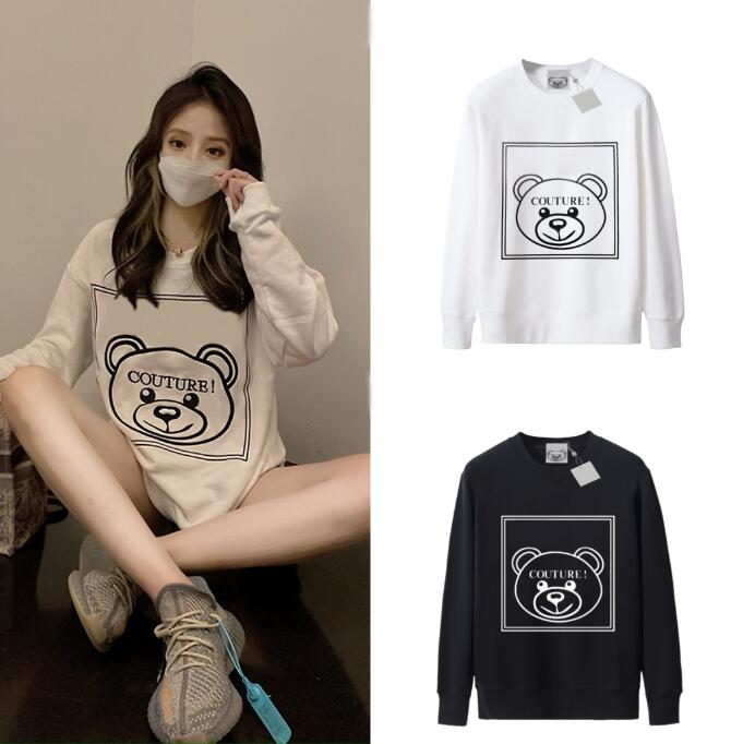 Automne Hiver Nouveau créateur de grande taille Sweat à capuche pour femmes 100% Coton tendance de la mode Belle imprimerie ours col rond Men de