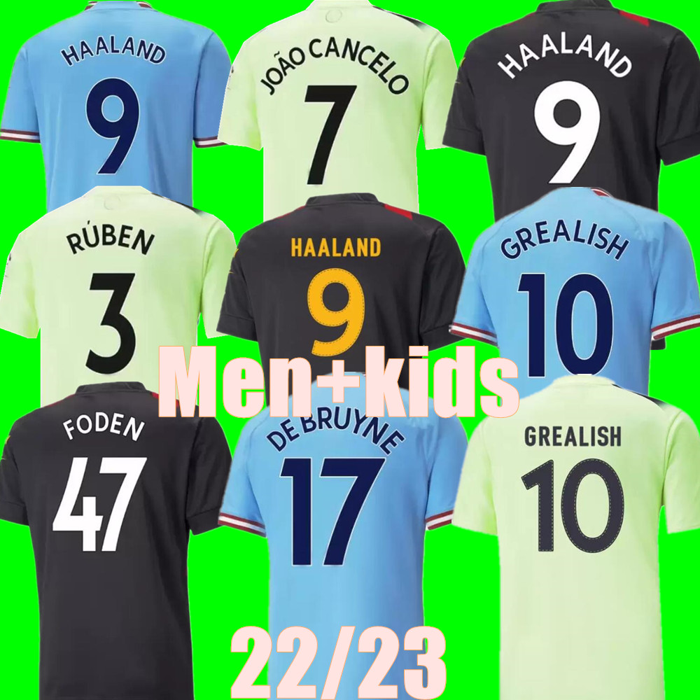 

New HAALAND soccer jersey 22 23 DE BRUYNE MANS CITIES GREALISH JOAO CANCELO FERRAN MAHREZ foden 2022 2023 football shirt uniforms men kids kit sets, Adult away