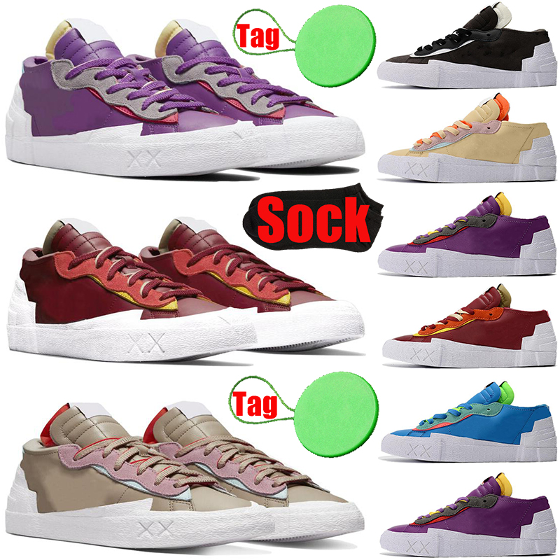 

With Sock Tag Kaws Blazer Low mens womens running shoes Blazers Lows reed Team Red Neptune Blue Purple Dusk men trainers sports sneakers size 36-45 discount, #1 team red