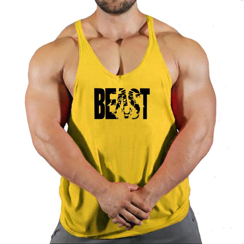 

Gym Tank Top Men Fitness Clothing Beast Bodybuilding Tops Summer Stringer Clothes For Male Sleeveless Vest Muscle Shirts, Beast 1