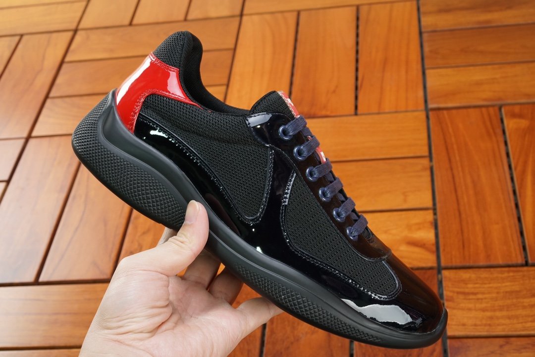 

2022 Men Fashion Casual Shoes America's Cup Design Sneakers Patent Leather and Nylon Luxy mens shoe