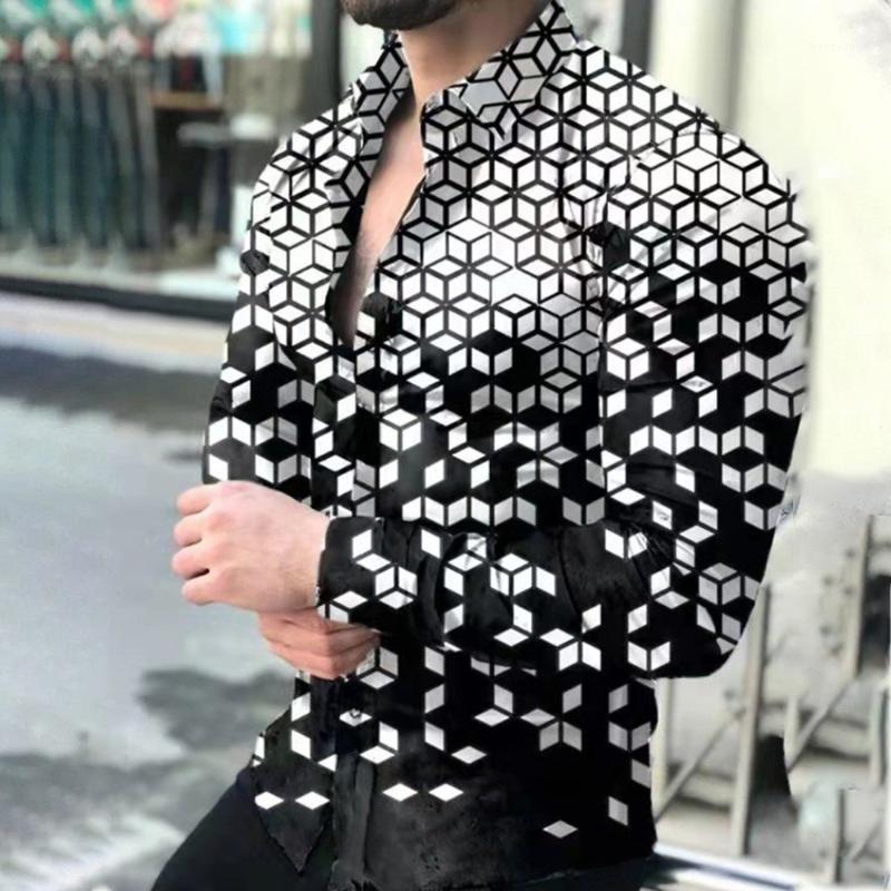

Men's Casual Shirts 2022 Printing Long Sleeve Dress Hip Hop T-shirt Male Clothing Single-Breasted Tee Tops Slim Fit Button Shirt, Black