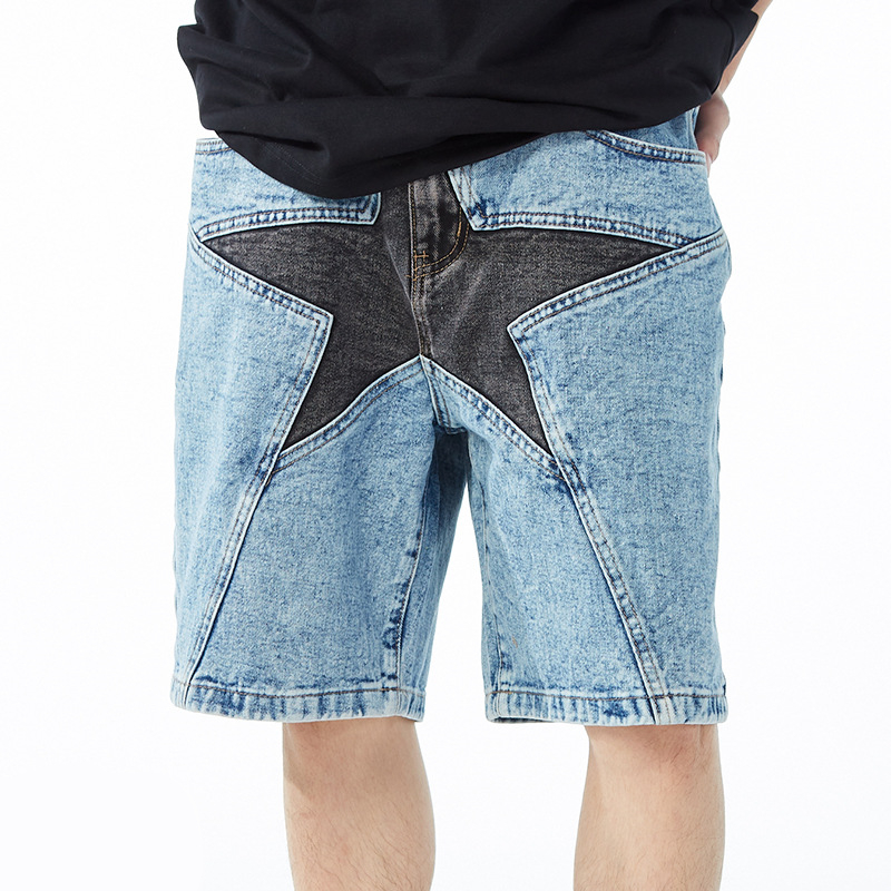 Star jeans hommes Streetwear Denim Shorts mode japonais y2k harajuku hommes Patchwork surdimensionné Hip Hop Shorts été décontracté Shorts amples