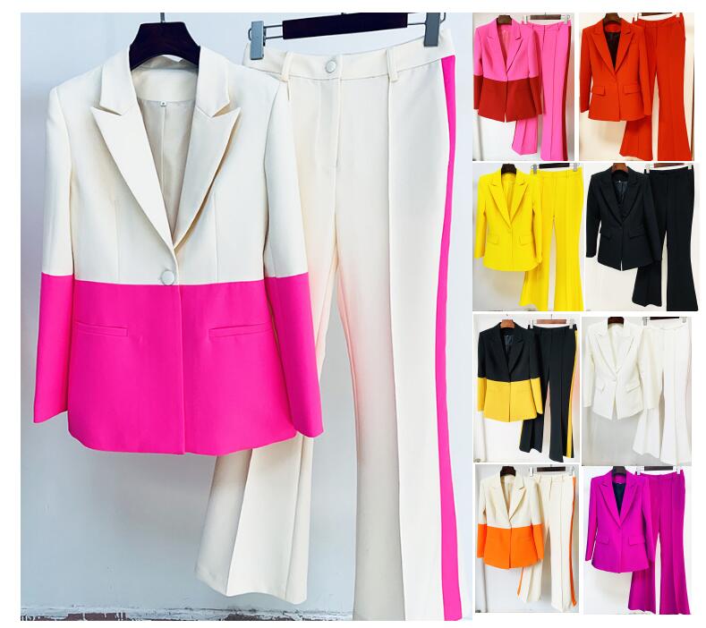 

Womens Suits & Blazers Sets Spring Autumn Winter Two Pcs of Two-Tones Casual Slim Woman Jackets Fashion Lady Office Suit Pockets Business Notched Coat 9 Colors S-XXL-66, Express