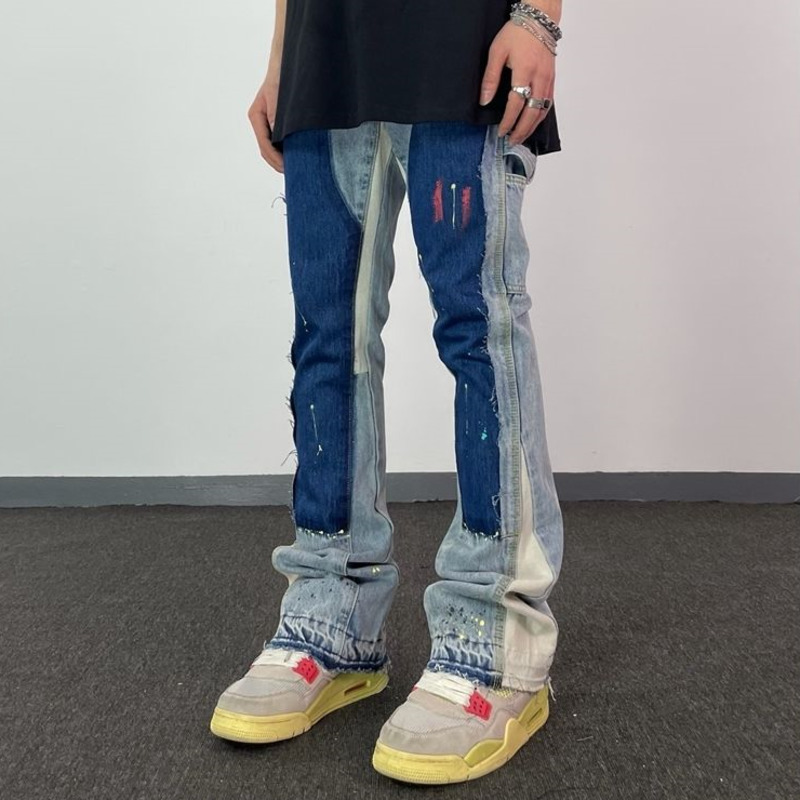 

Hot Selling Gd Designer Jeans American Fashion Brand Gallerydept Retro Loose Casual Sweatpants Classic Color Matching Graffiti Hip-hop Men's, Blue